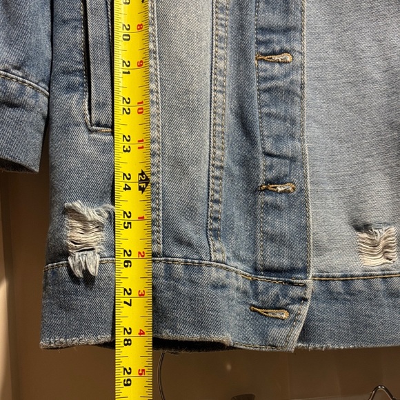 Zafsi Blings Distressed Long Denim Jacket - Picture 3 of 9